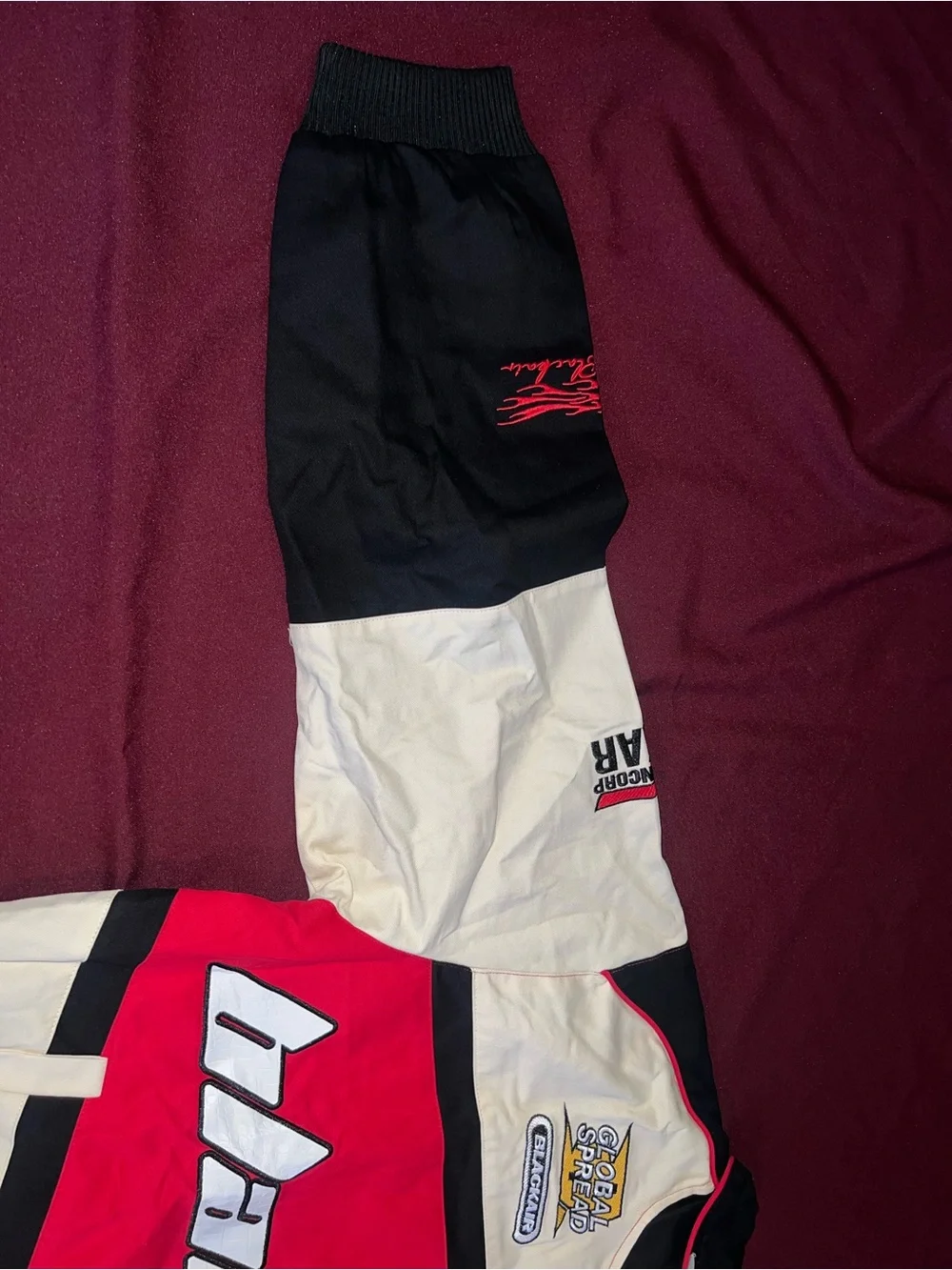 Black/Red/Cream Racing Jacket with Logos - Picture 4 of 10
